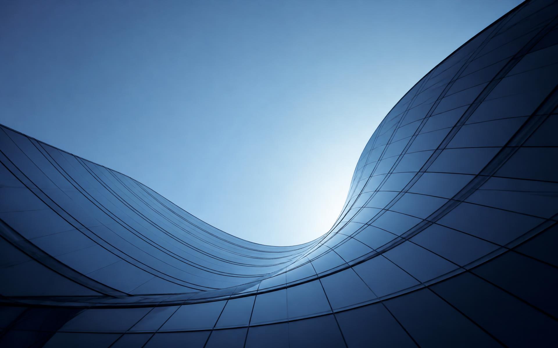 Curved glass facade of a modern building